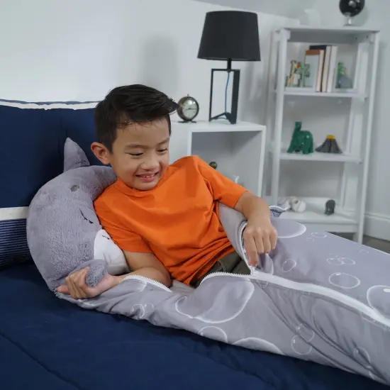 Happy Nappers: Pillow & Sleepy Sack: Medium - Grey Shark - 54 x 20", 2-In-1: Plush Animal Opens Into Sleeping Bag, Soft Play & Nap Character, Kids 3+ {7}