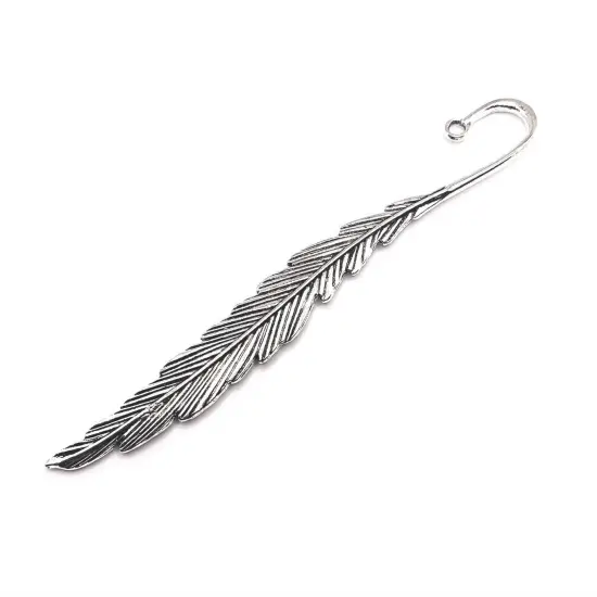 1, 4 or 20 Pieces: Antique Silver Feather Bookmark Base, Double Sided {1}