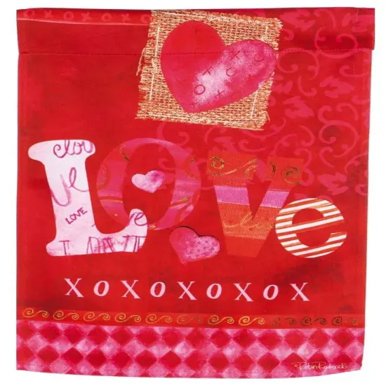 Valentine Garden Flag Love XOXO 2 Sided {1}