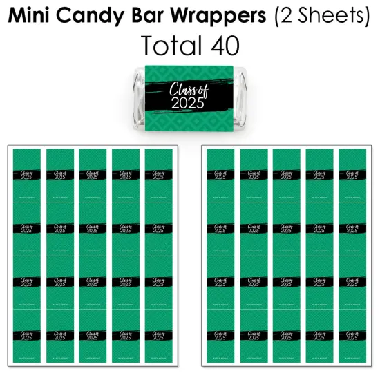 Big Dot of Happiness 2025 Green Graduation Party Candy Favor Sticker Kit - 304 Pieces {4}
