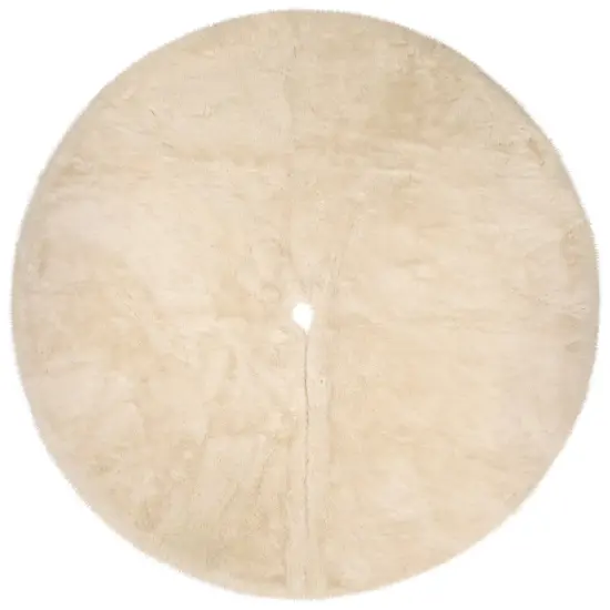 Northlight Faux Fur Round Tree Skirt - 84“ - White Ivory {3}