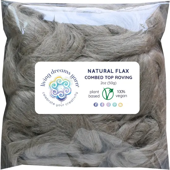 2oz Natural Flax Fiber: Undyed Combed Top Roving - Dyeing, Spinning, Blending, Felting, Weaving. Plant Based, Eco Friendly, Vegan White {3}