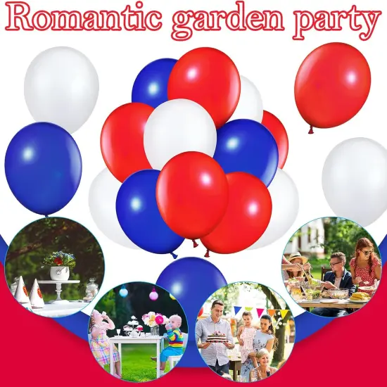 100 Pcs Red White Blue Latex Balloons 15.7 Inch Colorful Round Balloons for 4th of July Decorations Independence Day Patriotic Wedding Birthday Party Decoration {4}