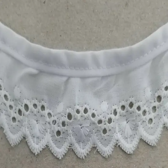 1-1/4" Ruffled Gathered Eyelet Trimming - 8 Continuous Yards - Color Options! White {1}