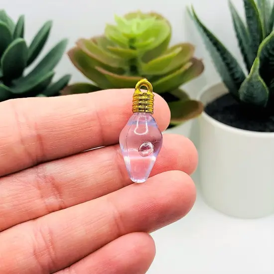 Clear Christmas Lightbulb 3D Acrylic Charms, 12x30mm {2}