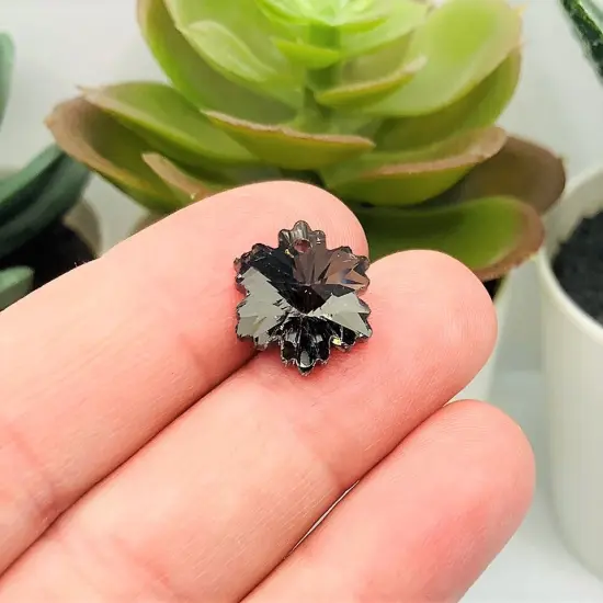 Gray Glass Faceted Snowflake Christmas Charms, 14x12mm {2}