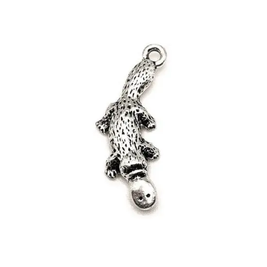 Silver Duck-Billed Platypus Charms, 10x25mm {2}