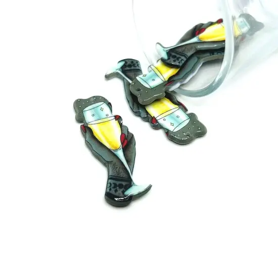 Creepy Christmas Witch Hand with Champagne Charms, 45x17mm {1}