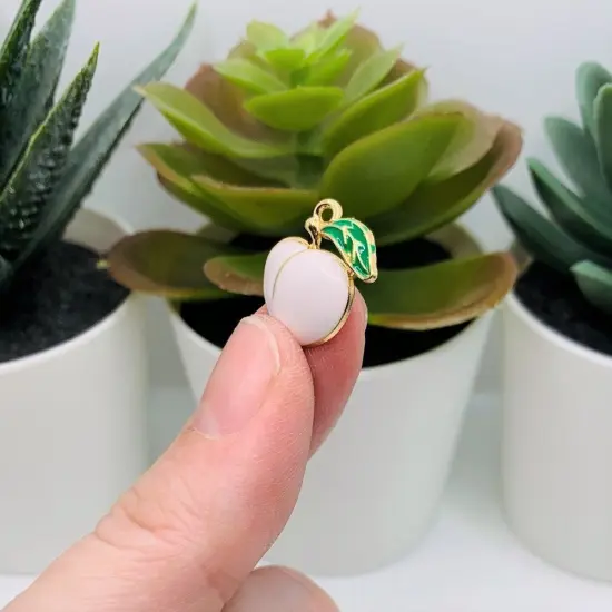 Enamel Georgia Peach Charms, 17x16.5mm {5}