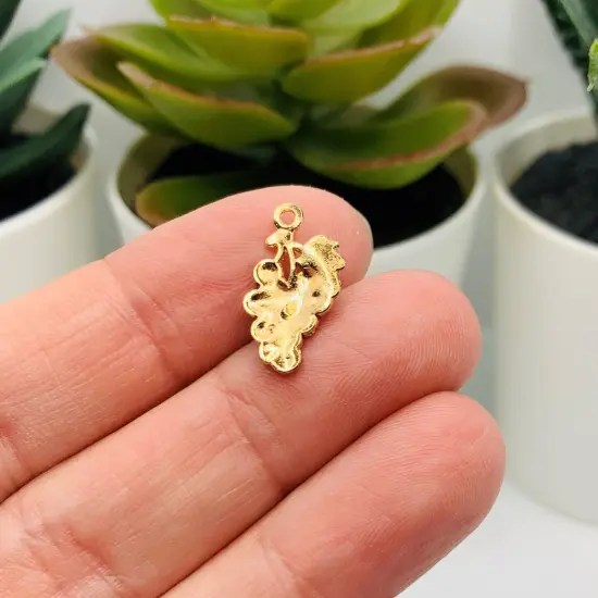 Purple and Gold Grape Bunch Wine Charms, 17x10mm {3}