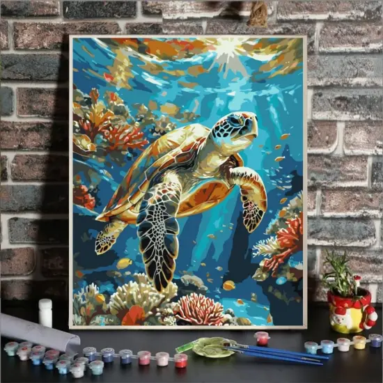 Painting by Numbers for Adults Number Oil Painting Kit Paint by Numbers Kit Beginner Turtle DIY Painting Kits for Adults Without Frame Paint by Number On Canvas for Gift Home Wall Decor {2}
