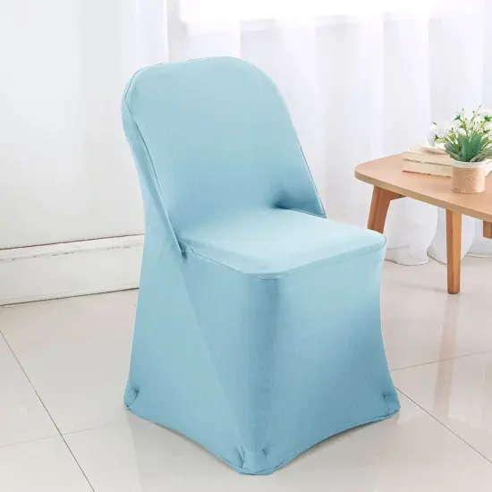 1 Piece Baby Blue Stretch Spandex Chair Cover for Soft Folding Seating {3}