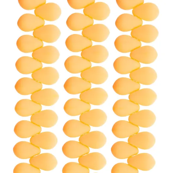 John Bead 114pcs 6x9mm Czech Glass White Alabaster Velvet Drop Bead Strands Soft Orange {2}