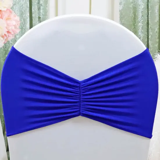 10 Pieces Royal Blue Ruffled Spandex Chair Bands for Vibrant Event Decor 8x13 inches {3}