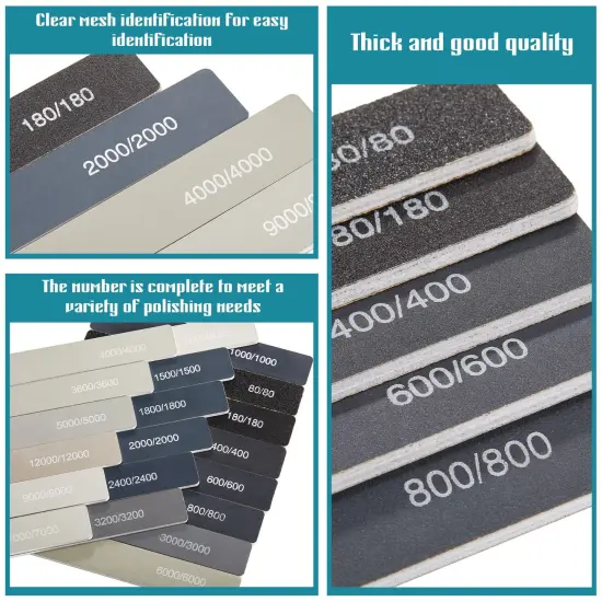 Honoson 20 Pcs Sanding Sticks for Plastic Models Polishing Sticks Assorted Metal and Wood Sanding Tools Accessory for Model Craft Amateur Beginner (Low Grits and High Grits,Classic Style) {6}