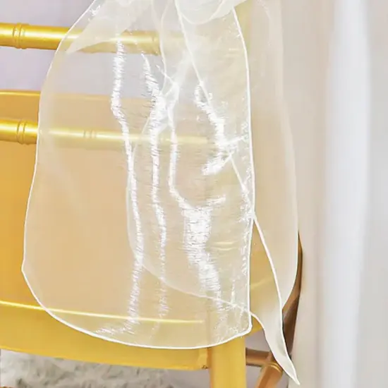 10 Pieces Ivory Organza Chair Sashes 8"x108" Sheer Elegant Wedding & Event Decor {4}