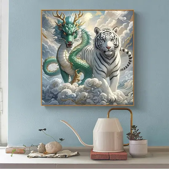 Blue Dragon and White Tiger Diamond Painting Kit - 13.7X 13.7 Inch (JK799-1) {3}
