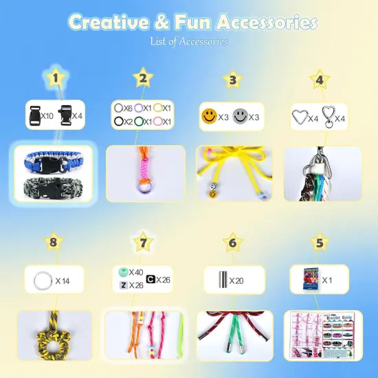 100 PC Paracord Combo kit with Paracord Beads (A, 100pc) {3}