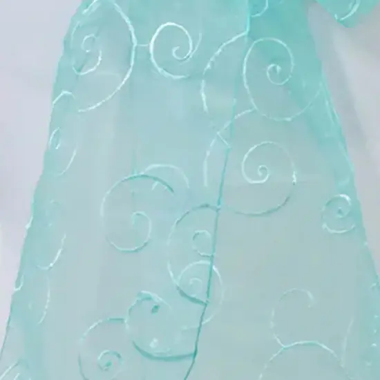 10 Pieces Pool Blue Embroidered Organza Chair Sashes 8"x108" Elegant Event Decor Accents {4}