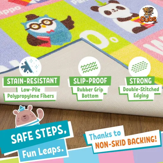 KC Cubs: Educational Rug: ABC Alphabet Animal - 5x7' Playmat - Interactive Letter Learning, Activity Area Carpet, Bedroom-Classroom, Baby-Toddler-Kid {5}