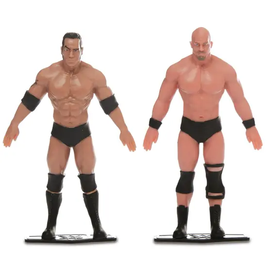 FleXfigs: The Rock & Stone Cold Steve Austin - 2 Character Pack - Articulated Action Figures, Flex It - Pose It!, Collectible Toy Miniatures, Kids 3+ {1}