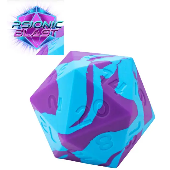 Gate Keeper Games & Dice: Random Encounter - Psionic Blast - Violet Purple & Cyan Blue Swirls, 58mm Silicone D20 Dice, Role Playing Games Accessory {7}