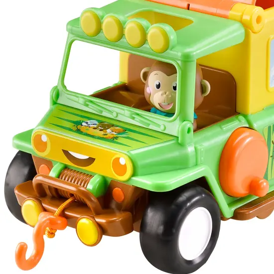 Timber Tots: The Safari Jeep - 4x4 Off-Road Vehicle & Monkey Animal Figurine, Pop-Up Roof Tent, Tow String, Nature Toy Playset, Kids & Toddlers 18Mo+ {7}