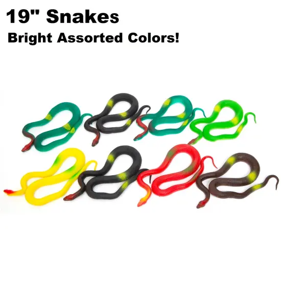 Boley: 19" Rubber Snakes - 8 Pack Assorted Colors - Lifelike Design Reptile Toy Figures, Hilarious Prank Toy, Durable & Safe Material, Kids Ages 3+ {3}