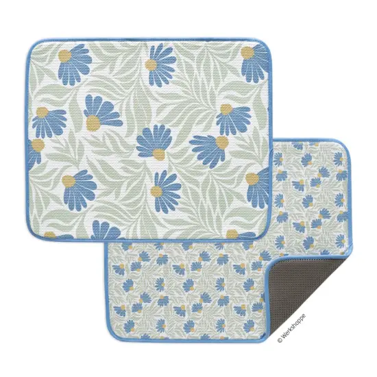 Blue Coneflower Microfiber Dish Drying Mats, Set of 2 {1}