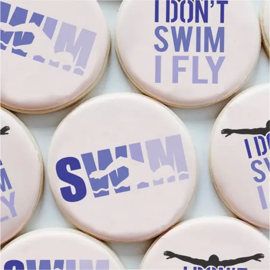 Swimmer Messages Cookie Stencil Set | Sports Cookie Stencil | DIY Stencil | Craft Stencil | Confection Couture | {3}