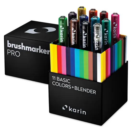 Karin Brushmarkers Pro Markers and Sets - Set of 12, Basic Colors with Blender {1}