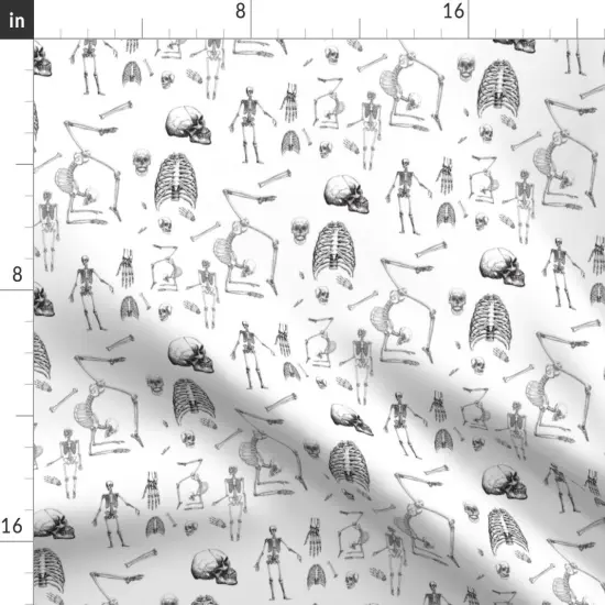 Various Fabrics by the Yard or Fat Quarter Skeletons Halloween Bones Skeleton Anatomical Drawing Black White Custom Printed Fabric by Spoonflower {2}