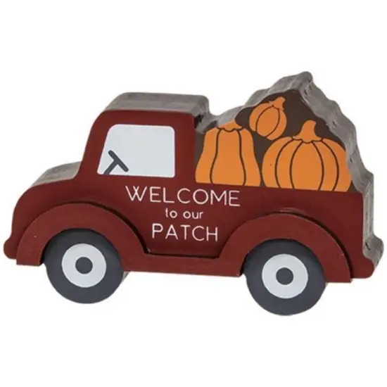 Pumpkin Patch Truck Table Sitter Fall Harvest Farmhouse Shelf Decor {1}