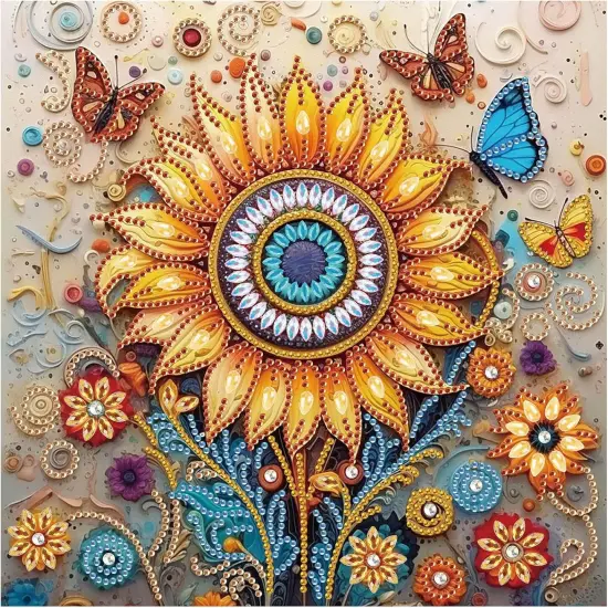 5D Special Shape Diamond Art Kits for Beginners, Sunflower Diamond Painting Kits for Adults, Crystal Rhinestones Diamond Painting for Home Wall Decoration Gift, 12&times;12inch {1}