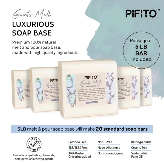 Pifito Goats Milk Melt and Pour Soap Base │ Bulk Premium 100% Natural Glycerin Soap Base │ Luxurious Soap Making Supplies {8}
