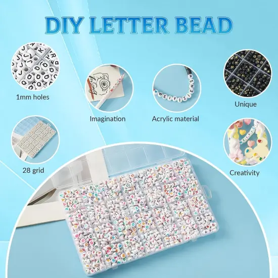 1400pcs Letter Beads, 4x7 mm Acrylic Alphabet Beads, Beads for Jewelry and Bracelet Making {2}