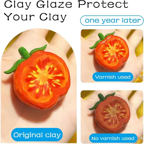 2 x 100ml Air Dry Clay Glaze, Clay Glaze Air Dry for Airdry Clay, Air Dry Clay Varnish Can Not Only Used to Prevent Clay Cracking, Scratches, and Wear,It Can Also Having a Glaze Effect (Gloss+Matte) {3}
