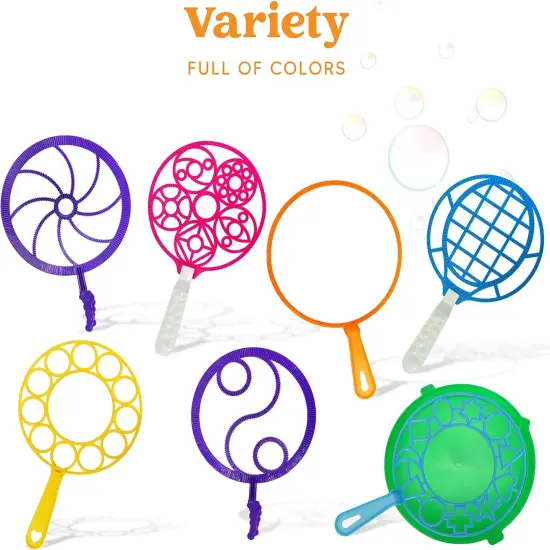 Big Bubble Wands Set Bulk for Kids Summer Outdoor Activity Party Favors, 18 Pcs Giant Bubble Maker with Tray, 12" Large, 6 Pcs Solution Suitable for All Age People {3}