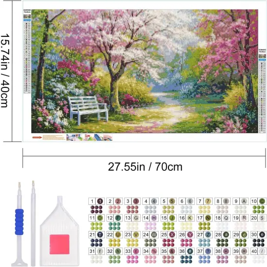 Flowers Diamond Painting Kits for Adults 5D Large Landscape Diamond Painting Kit for Adults Full Drill Trees Diamond Painting Kits Gem Art Kits for Home Wall Decor 27.5x15.7Inch {2}