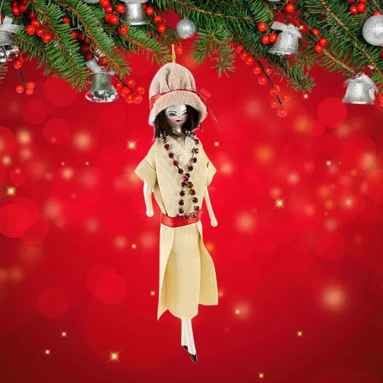 Italian Ornaments 7.0 Inch Gatsby's Girl Greta Christmas Tree Ornament , Christmas Decor Fashionista Diva Off-white {4}