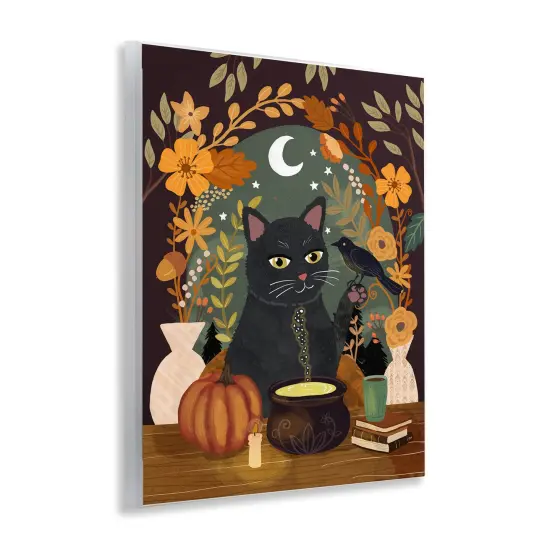 Autumnal Cat & Cauldron Wall Plaque Art {3}