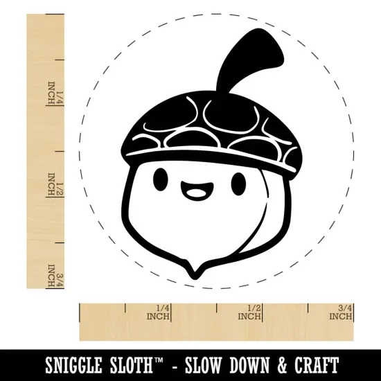 Cute Chibi Acorn Cartoon Happy Face Self-Inking Rubber Stamp Crafting Planners Pink {6}