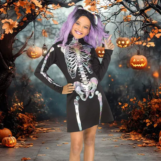 Holographic Skeleton Dress Costume for Kids {2}