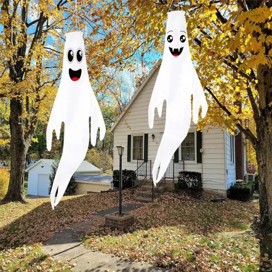 2PCS Halloween Ghost Hanging Windsocks Decorations - 43 Inch {5}
