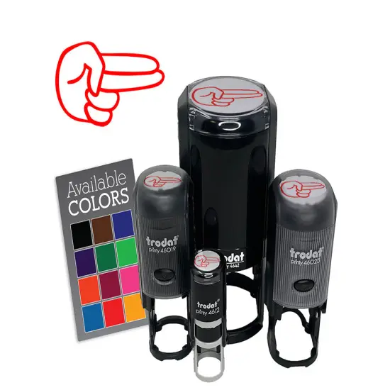 Two Finger Pointing Hand Self-Inking Rubber Stamp for Stamping Crafting Planners Green {7}