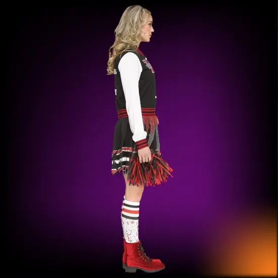Scream for the Team Cheerleader Costume Adult Medium Large Halloween Varsity Dress Ghost Face Socks Pom Poms {4}