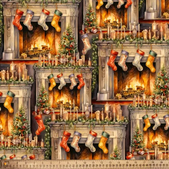 The Night Before Christmas Stockings Cotton Fabric By The Yard | By The Yard | Sewing and Crafting | 44 inches wide {2}