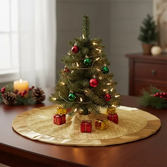 Northlight 48" Gold Glittered Star Christmas Round Tree Skirt {5}