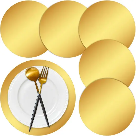 50 Pieces Gold Paper Placemats Round Disposable Glitter Table Mats Mirror Foil Decorative Place Mats for Wedding Holiday Party Christmas Dining Table Decor {1}