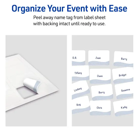 Avery Printable Rectangle Adhesive Name Badges, Pre-Printed Colorful Design, Matte White, 2-1/3" x 3-3/8", Laser & Inkjet Compatible, 80 Total, Great for Branding, Marketing, and Events {6}